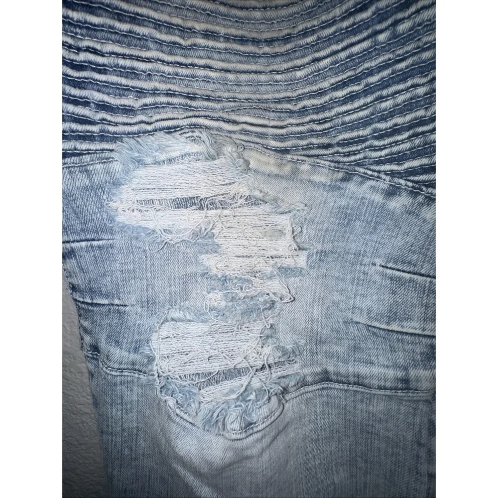 True Religion Men's Jeans 44X34 Rocco Motto Skinny Bleached Distressed